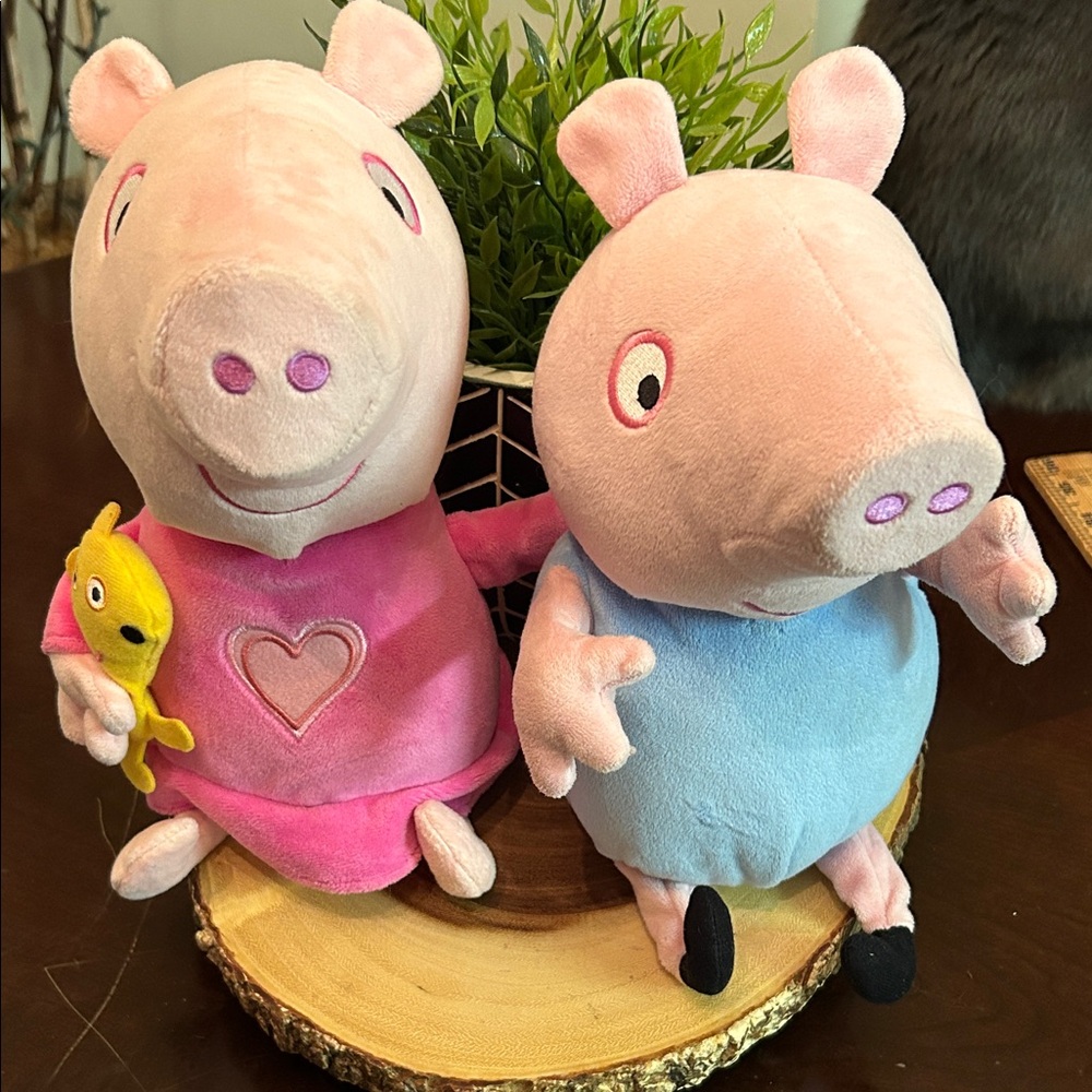 Lot of 2 Peppa‎ Pig Slumber N' Oink and George Pig Peppas little Brother plushie